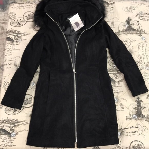 LONDON FOG COLLECTION Faux Fur-Trimmed Wool-Blend Jacket - Picture 5 of 8